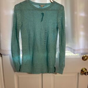 Loft Light Blue Crew Neck Sweater Lightweight Knit NWT